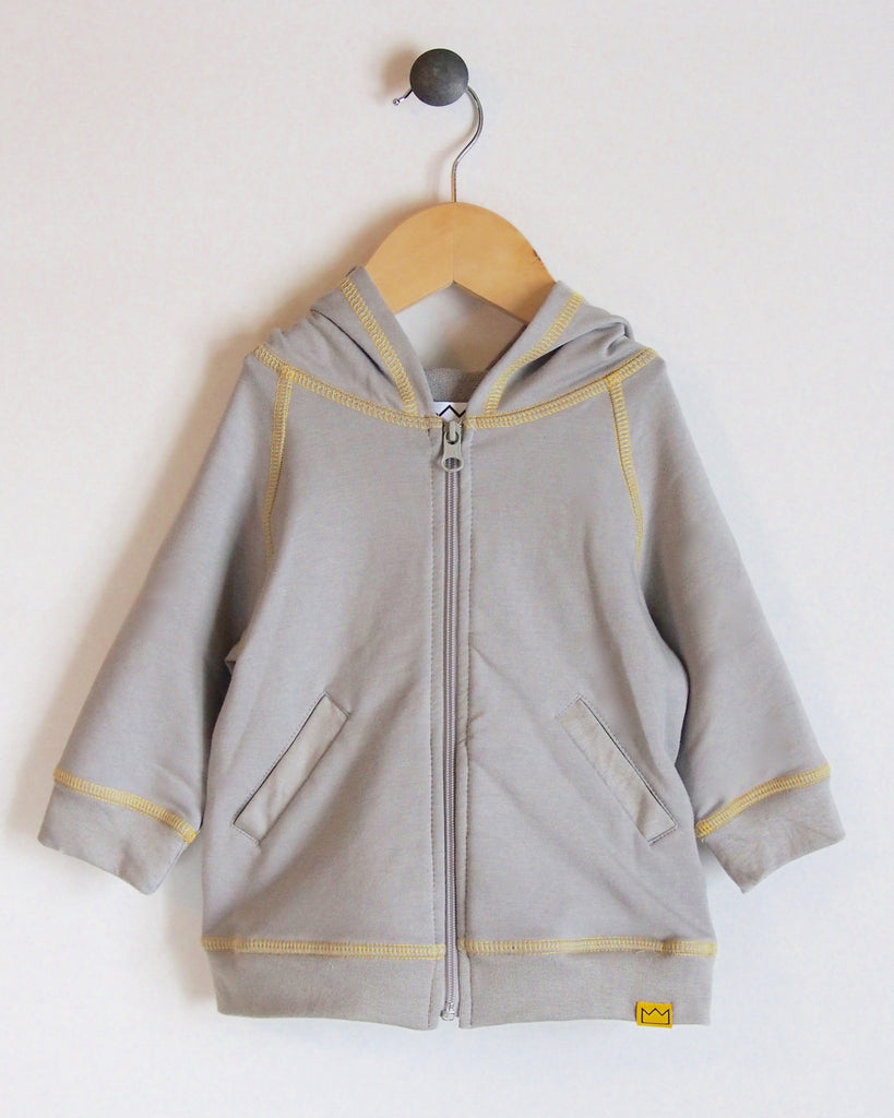 Sweat à capuche en gris/jaune