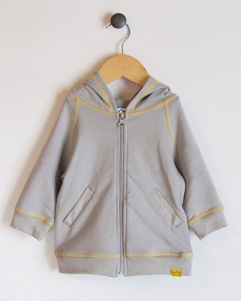 Sweat à capuche en gris/jaune