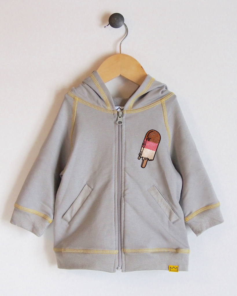 Hoodie in Grey/Yellow with Ice Pop